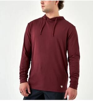 NWT Burlebo Performance Hoodie Shirt Men's Size 2XL Maroon Long Sleeve (1088)